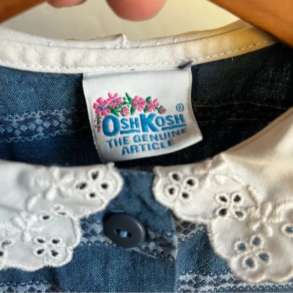 Vintage Osh Kosh the Genuine Article cottagecore kids dress size 6x lace ruffle